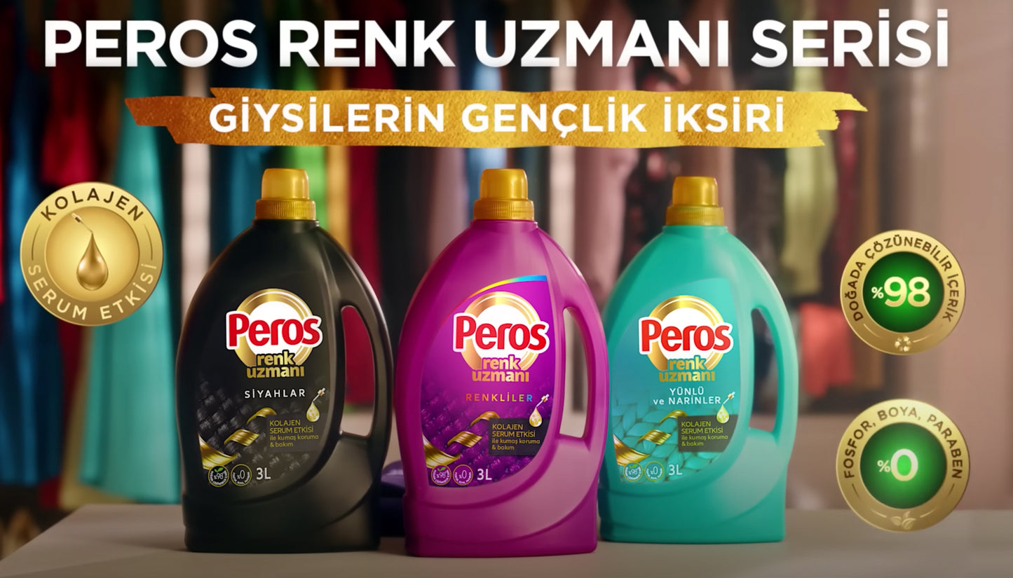 Peros Color Expert Vloeibaar Wasmiddel - Kleuren - Zwart - Wol & fijne was 3x3L
