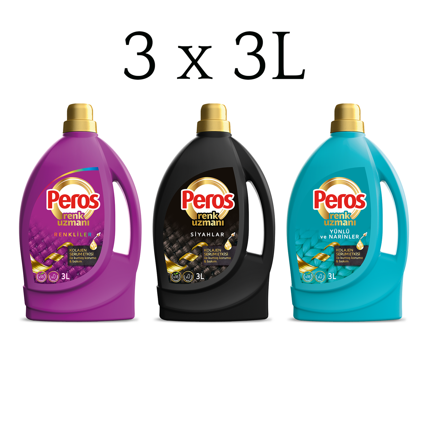 Peros Color Expert Vloeibaar Wasmiddel - Kleuren - Zwart - Wol & fijne was 3x3L