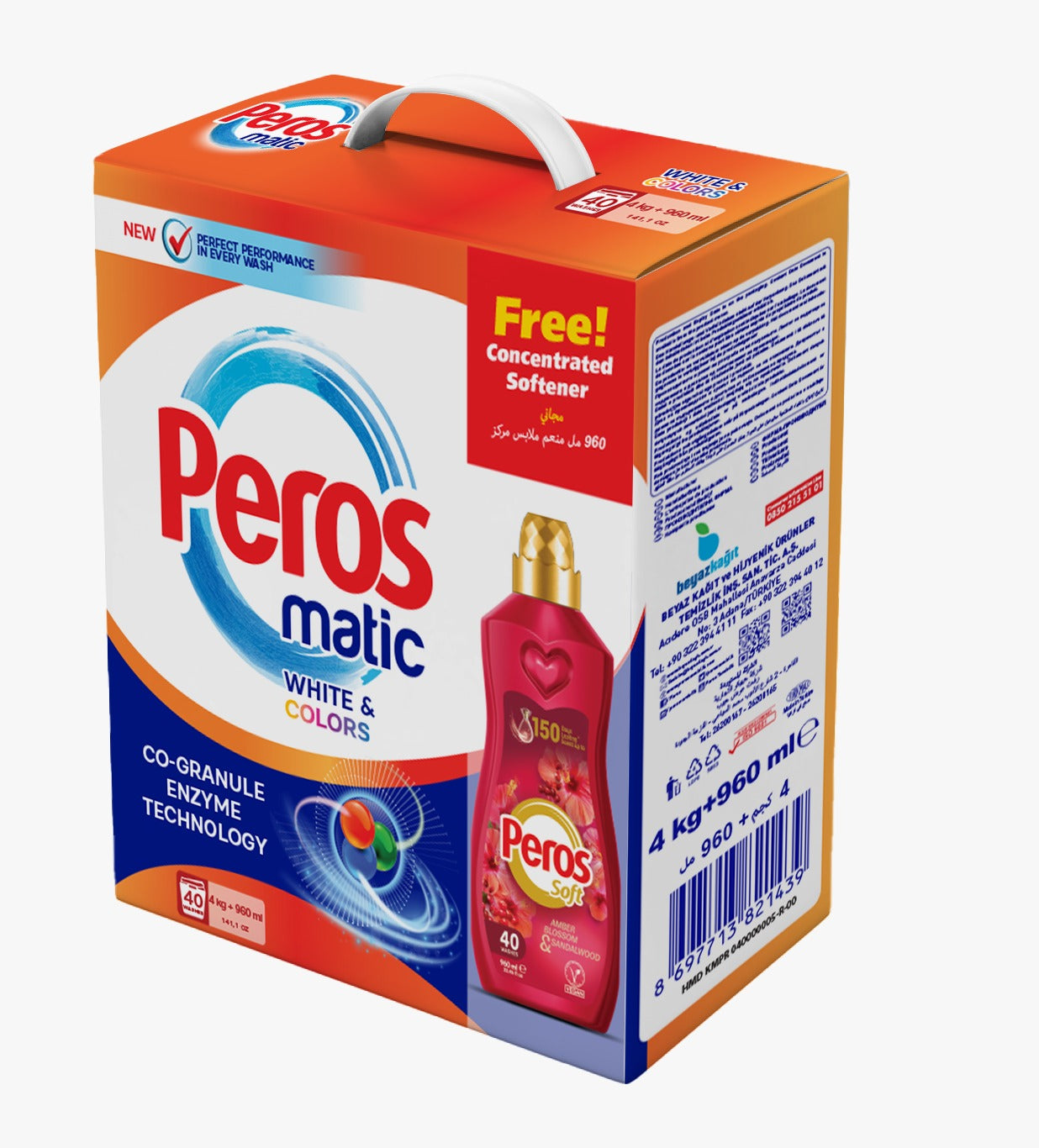 Peros Matic Wit & Kleuren 4 kg + 960 ml Wasverzachter
